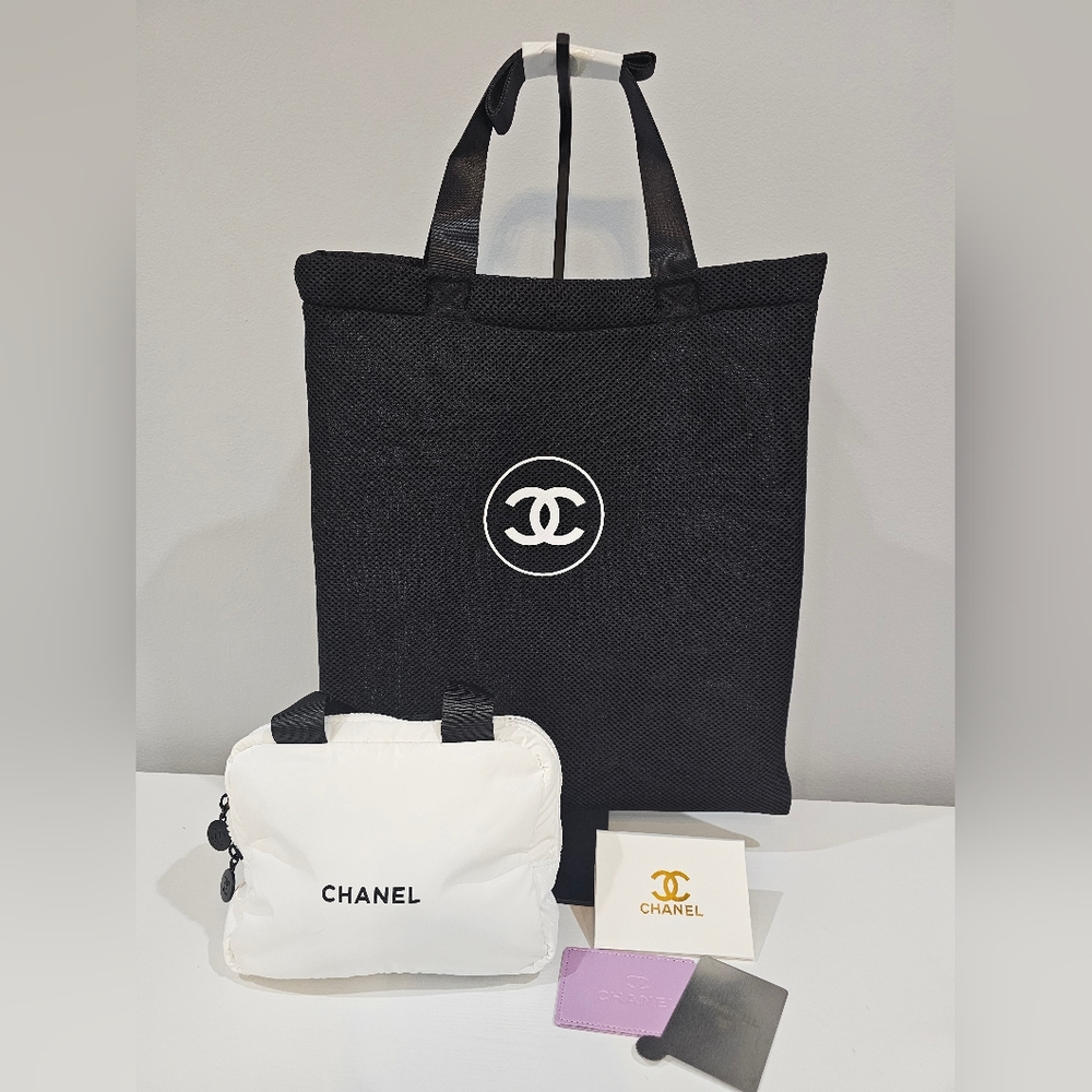 Chanel Mesh Tote, Makeup Bag And Mirror Bundle